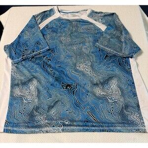 Silver Bait Men's Performance Fishing Shirt Size XXL Blue Abstract Print